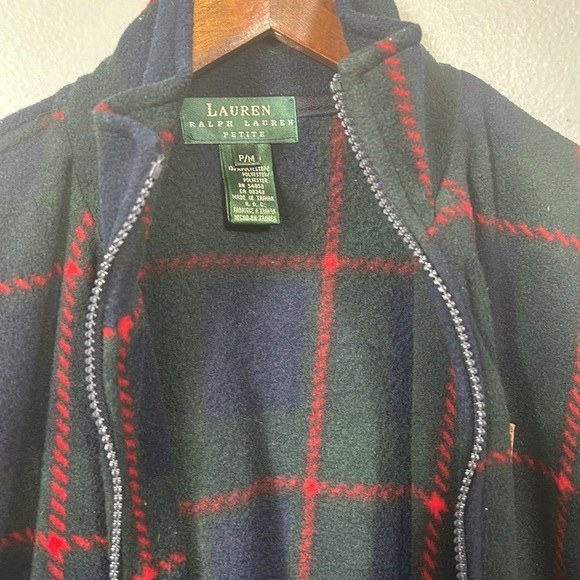 Vintage 90's Ralph Lauren Plaid Full Zip Fleece Unisex Jacket Petite M - Picture 10 of 14